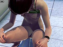3d brunettes fiery bathroom fun