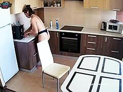 Cheeky Big Tits Beauty Teasing in Kitchen