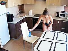 Stunning beauty's sultry kitchen charm