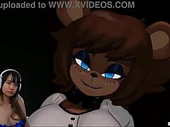 Asian beauty faces Freddy Fazbear