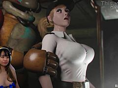 Asian beauty faces Freddy Fazbear