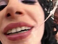 latina babe gags hard on cock before assfuck