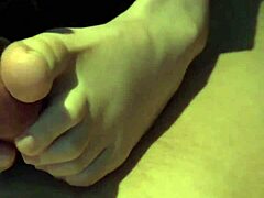What’s the secret behind this car footjob tease?