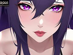 Asian beauty in anime-inspired uplifting scene