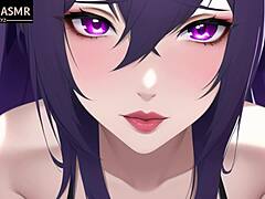 Asian beauty in anime-inspired uplifting scene