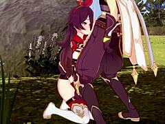 what’s behind Amber and Fischl’s intense hentai creampie?