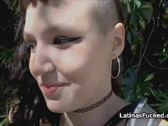 a young latina with tattoos craves intense passion for cash