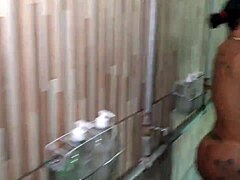 Gorgeous couple’s steamy bathroom clip