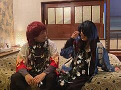 japanese woman cosplays for delight