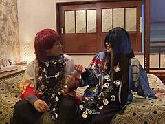 Japanese Wife In Costume Sucks Deep On Halloween