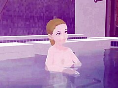 Anime Woman in Steamy Onsen
