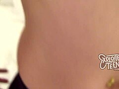 Brunette teen captivates with oral skills