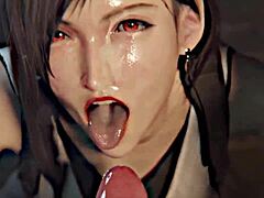Deepthroat and cumshot in animation