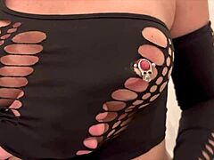 Goth beauty’s pierced charm close