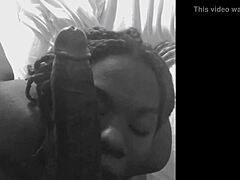 subtle mouth tease with massive ebony shaft pov