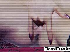 Romi rain crams panties in pussy then licks them boldly