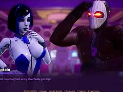 a seductive space encounter with robotic charm