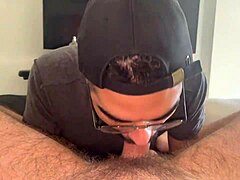 Massive white cock explodes hard in eager mouth