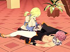 Lucy Natsu hentai delivers relentless blowjob and handjob action