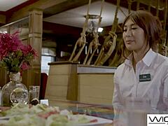 Asian waitress stunned by couple’s heat