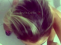 blonde brazilian wife’s fierce hotel bathroom blowjob fuck