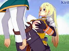 Big-boobed Darkness in wild 3D anime.