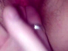 She fingers herself as I thrust huge dildo