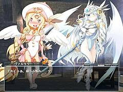 Anime babe with huge curves teases in steamy hentai game.