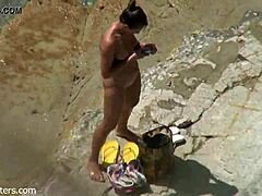 Beach Couple's Bold Intimacy
