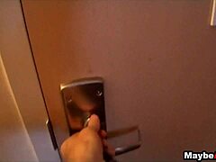 skinny brunette in public anal