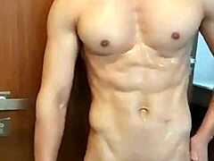 Gay Guy Cums Hard After Shower Session