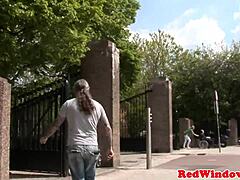 Dutch prostitute gets anal fingering