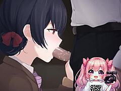 Anime Girl Kneels For Cock Worship And Cum Taste
