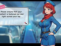 Redhead Stewardess in Honeysun Cosplay Flight