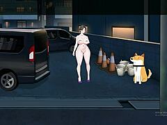 Shameless milf flaunts big assets in public