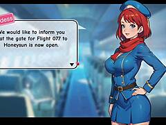 Redhead Stewardess in Honeysun Cosplay Flight