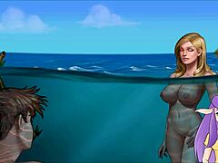 Brunette MILF's dreamy nude swim