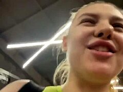 crazy gym fuck with wet pussy in public