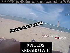 Kriss Hotwife's Daring Beach Duo