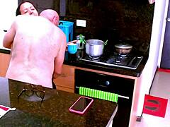 Teasing Kitchen Surprise with Massive Tits