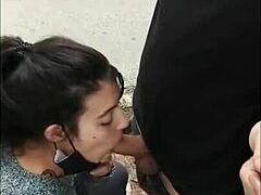 Brunette's Daring Outdoor Passion