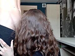 stepsister’s room visit turns rough creampie