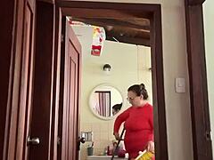 my cute milf neighbor creampies in bathroom