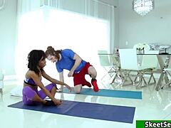 Black beauty enchants workout mate
