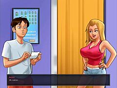 Blonde's tender bond in sexy style