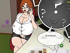 big-breasted beauty in animated delight
