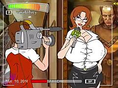 big-breasted beauty in animated delight