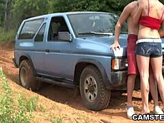 Amateur couple's outdoor steamy wait