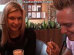 blonde in stockings fucked in public toilet