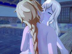 Kissing Jean with hair down in Genshin Impact